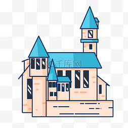 蓝色尖顶城堡插图