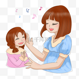 母亲节互动图片_唱歌的母女免抠素材