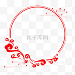 传统红色祥云主题边框