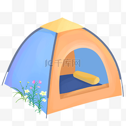 野外帐篷png图片_蓝色野外旅行帐篷