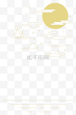中秋兔子简约图片_中秋简约线性装饰