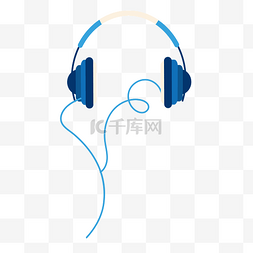 蓝色有线耳机