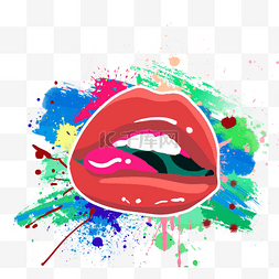 手绘抽象色彩的嘴唇