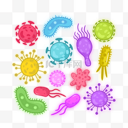 显微镜细菌图片_手绘病毒细菌微生物图像