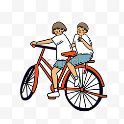 骑单车的女孩图片_矢量免抠卡通可爱儿童节骑单车的