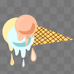 黄色冰淇淋卡通图片_融化的冰淇淋插图