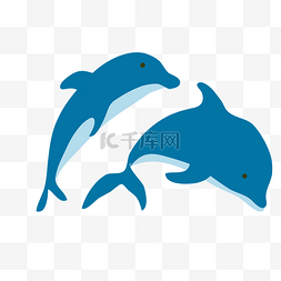 海豚矢量元素图片_两只海豚
