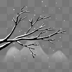 冬季大雪飘落树枝