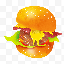 鸡腿汉堡包图片_黄色美味汉堡包