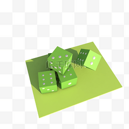 绿色骰子图片_C4D骰子立体倒影