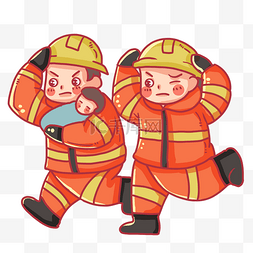 卡通正在图片_正在救人的消防员