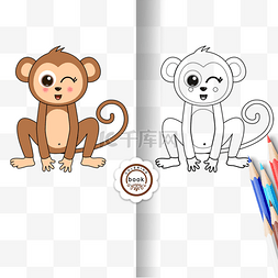 猴子monkey图片_monkey clipart black and white 儿童画黑
