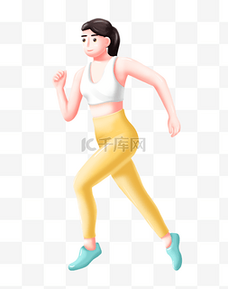 跑步健身的女孩图片_3D夏日跑步女孩