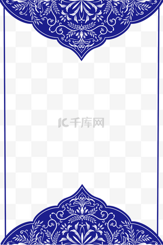 中式花纹青花瓷边框