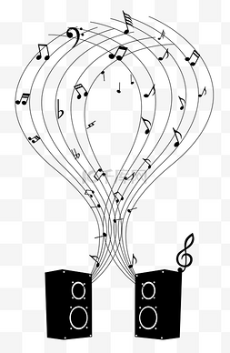可爱萌动黑白音符五线谱音响PS路