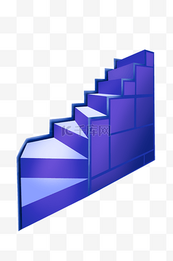 蓝色立体感楼梯插画