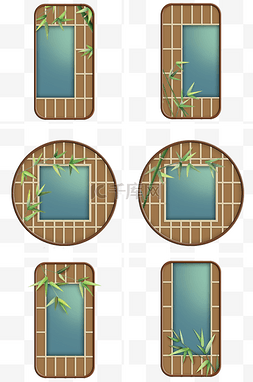 中国窗子窗格和竹叶窗框