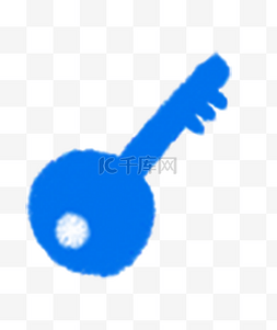 钥匙串图片_蓝色手绘插画钥匙