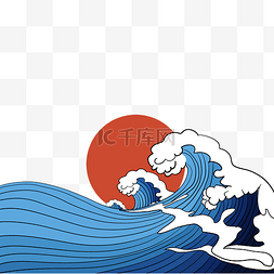 日式浮世绘海浪图片_日式海浪