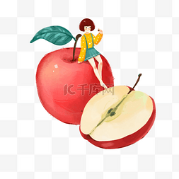 创意手绘苹果图片_新鲜水果苹果