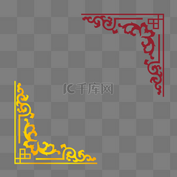 屋檐边角图片_边角装饰红色金色边框