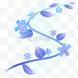 唯美的花朵图片_唯美的蓝色花藤插画