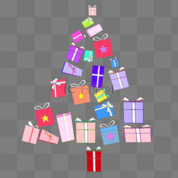 开开的礼盒图片_圣诞礼盒垒砌圣诞树