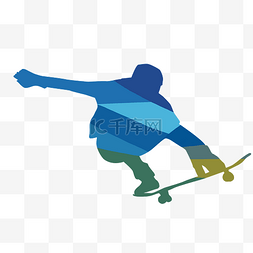 滑滑板人物剪影