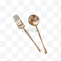 金色勺图片_餐具仿真勺子装饰元素