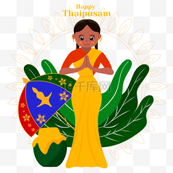 大宝图片_卡通植物伞thaipusam大宝森节插画