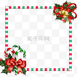 圣诞糖果绿色图片_圣诞糖果边框铃铛蝴蝶结元素