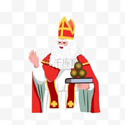 圣尼古拉斯图片_st nicholas day圣尼古拉斯节主教插画