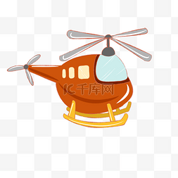 卡通飞机飞机图片_卡通橙色直升机插画