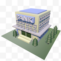 长沙银行银行图片_扁平化立体建筑银行插图