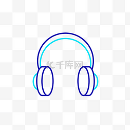 蓝色简约图片_耳机的符号图标