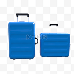 蓝色大小旅行行李箱组合