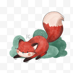狐狸红色图片_手绘卡通小狐狸元素