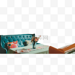 沙发后壁布图片_蓝色的沙发家具时尚