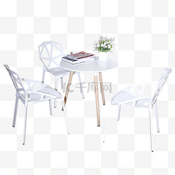 风实物图片_白色桌椅