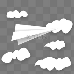 白色纸飞机装饰图片_一个在云上飞翔的纸飞机