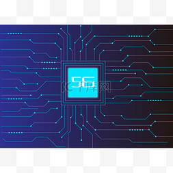 智能制造科技线条图片_5G蓝色芯片