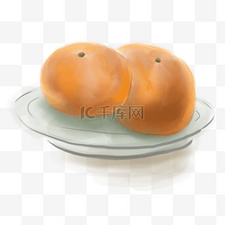 西瓜放盘子里图片_水粉盘子里的橘子