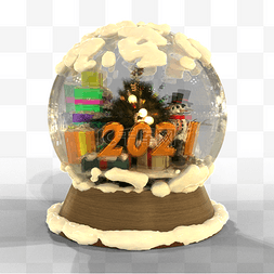 暖光下的3d圣诞玻璃球和圣诞树装