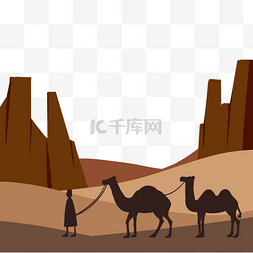 沙漠行走骆驼