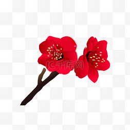 手绘花卉海棠花开png