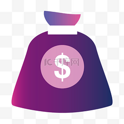 紫色财富钱袋插画