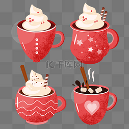 冬季热饮图片_christmas hot cocoa mug?色杯子冬季奶油