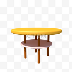 桌子黄色图片_桌子卡通圆桌餐桌
