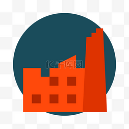 卡通红色的楼房图标