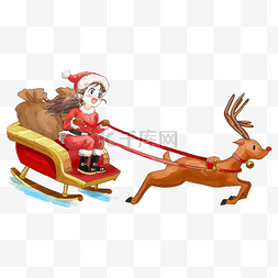 圣诞女孩驾驶麋鹿